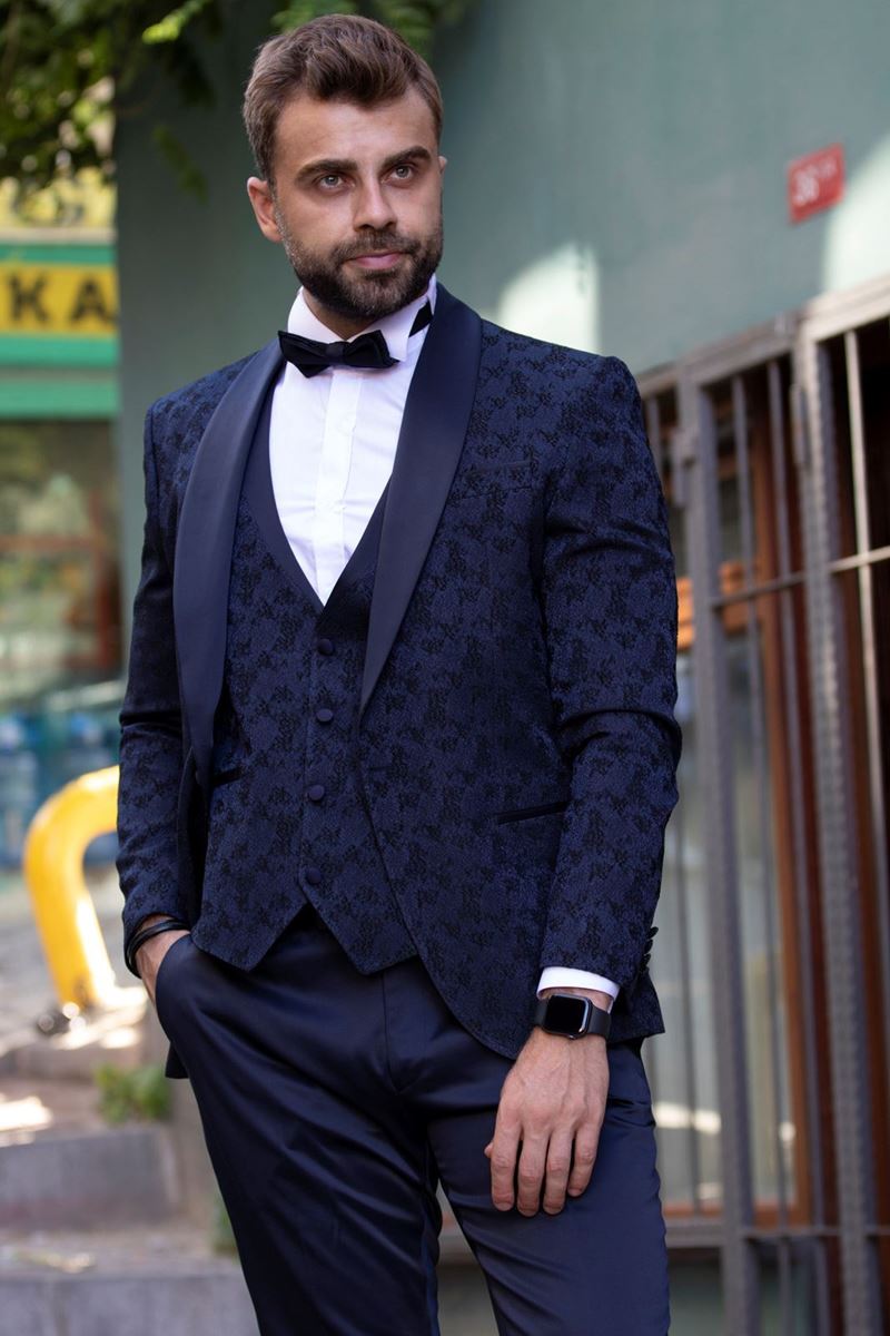 Picture of NAVY FLOWER DETAILED TUXEDO
