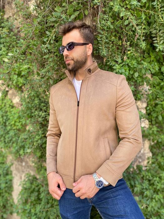 Picture of CREAM SUEDE LEATHER COAT