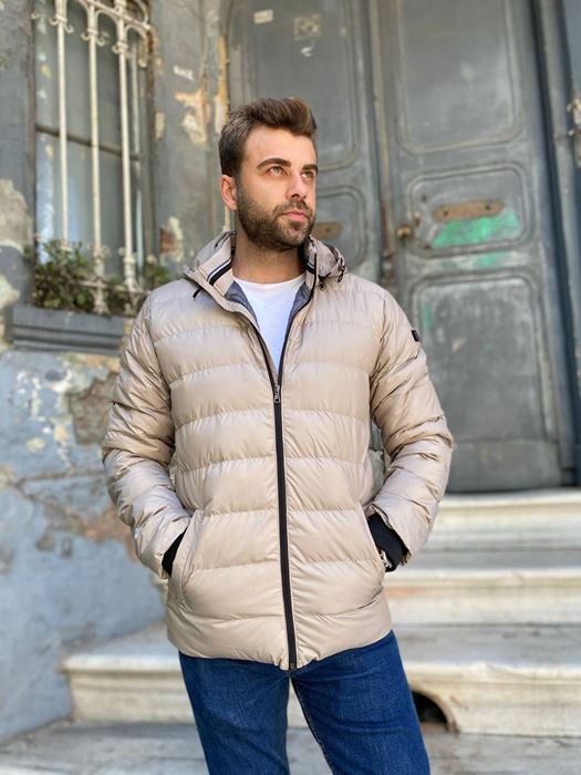 Picture of CREAM FLAT PATTERNED INFLATABLE COAT