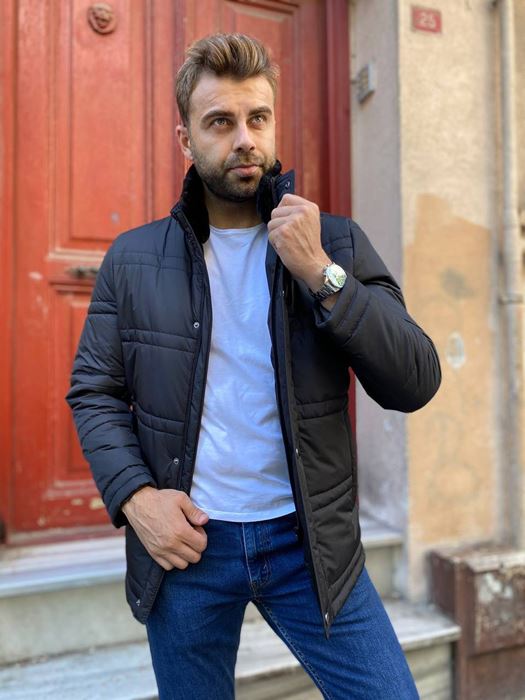 Picture of BLACK STRIPED CLASSIC COAT