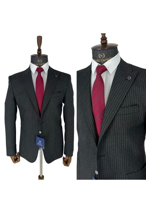 Picture of SMOKED GRAY STRIP DETAILED JACKET