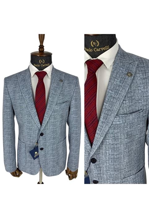Picture of ICE BLUE PLAIN PATTERN JACKET