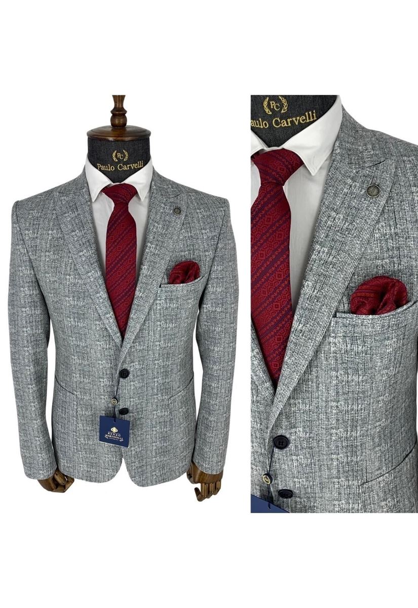 Picture of GRAY PLAIN PATTERN JACKET