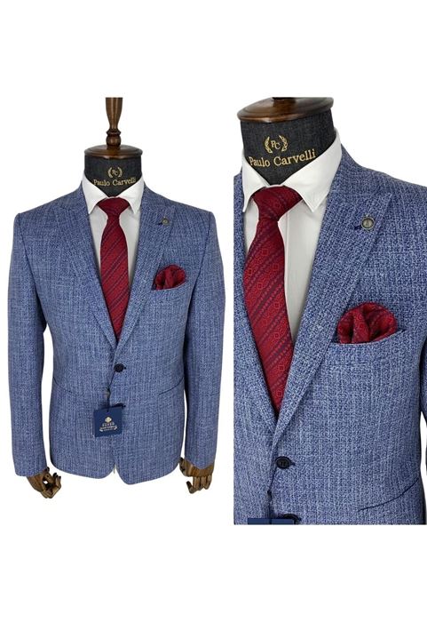 Picture of DARK ICE BLUE PLAIN PATTERN JACKET
