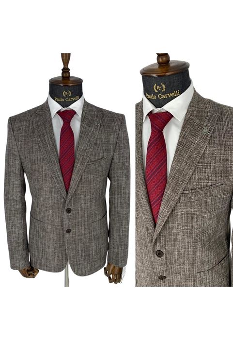 Picture of DARK MILK BROWN PLAIN PATTERN JACKET