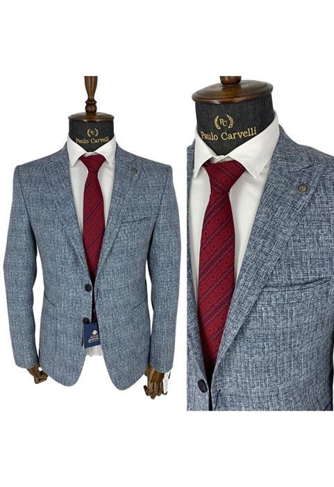 Picture of BLUE PLAIN PATTERN JACKET
