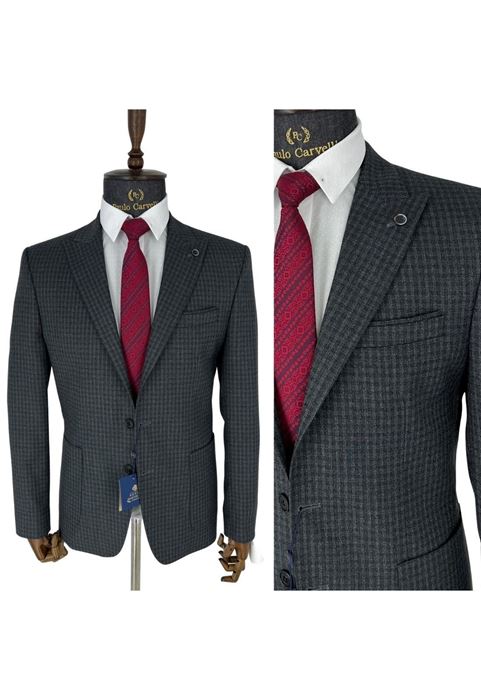 Picture of SMOKED BLACK SQUARE PATTERNED JACKET