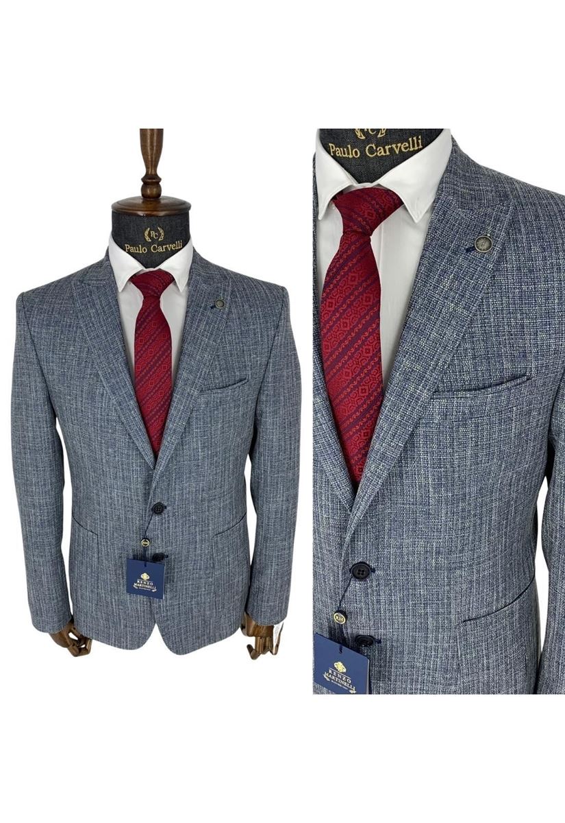 Picture of CLASSIC ICE BLUE PLAIN PATTERN JACKET