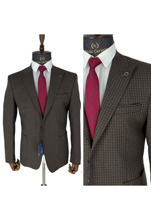 Picture of ANTHRACITE BROWN SQUARE PATTERNED JACKET