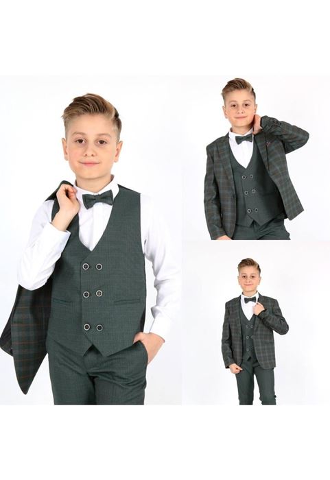 Picture of TREE GREEN SQUARE PATTERNED KIDS SUIT
