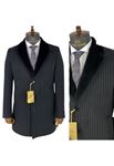 Picture of BLACK COLLAR DETAILED FLAT THICK STRIPED COAT