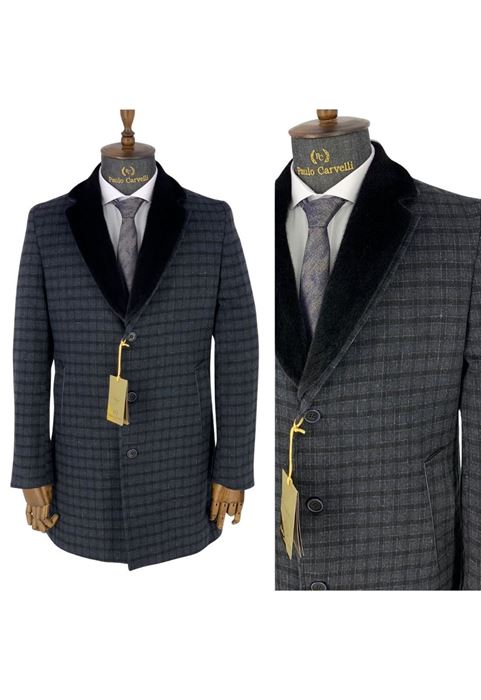 Picture of COLLAR DETAILED SQUARE STRIPED COAT