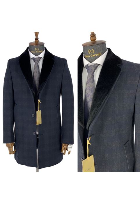 Picture of FLAT SQUARE PATTERNED COLLAR DETAILED COAT