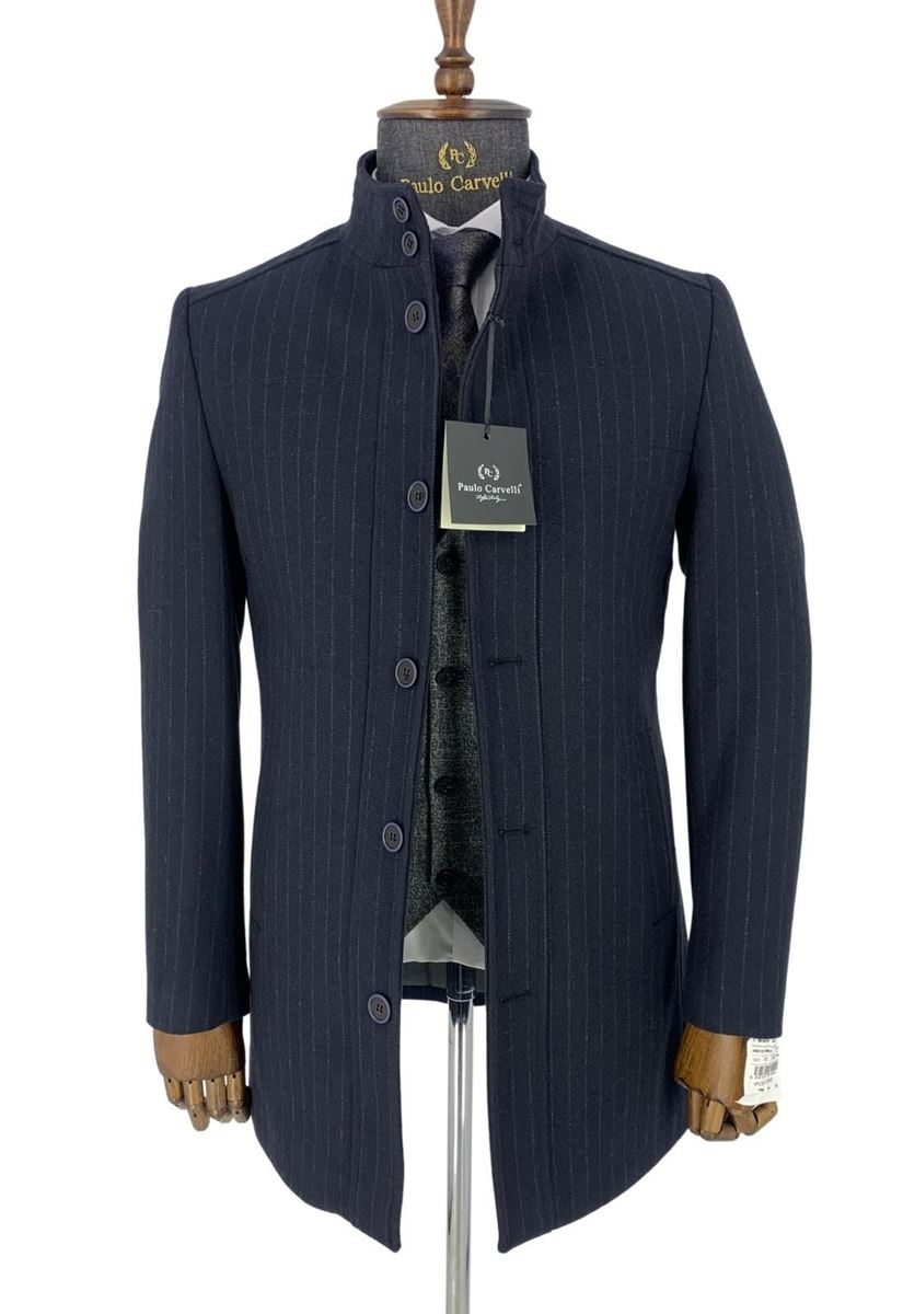 Picture of NAVY BLUE FLAT STRIPED COAT