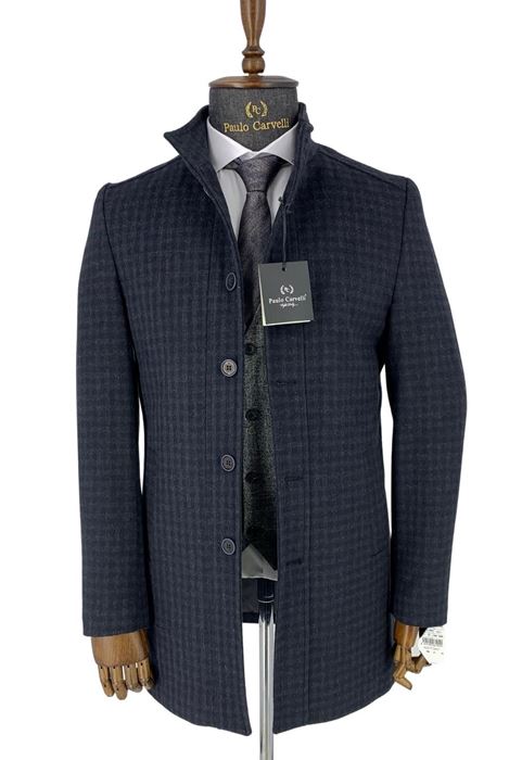 Picture of BLACK SQUARE PATTERNED COAT