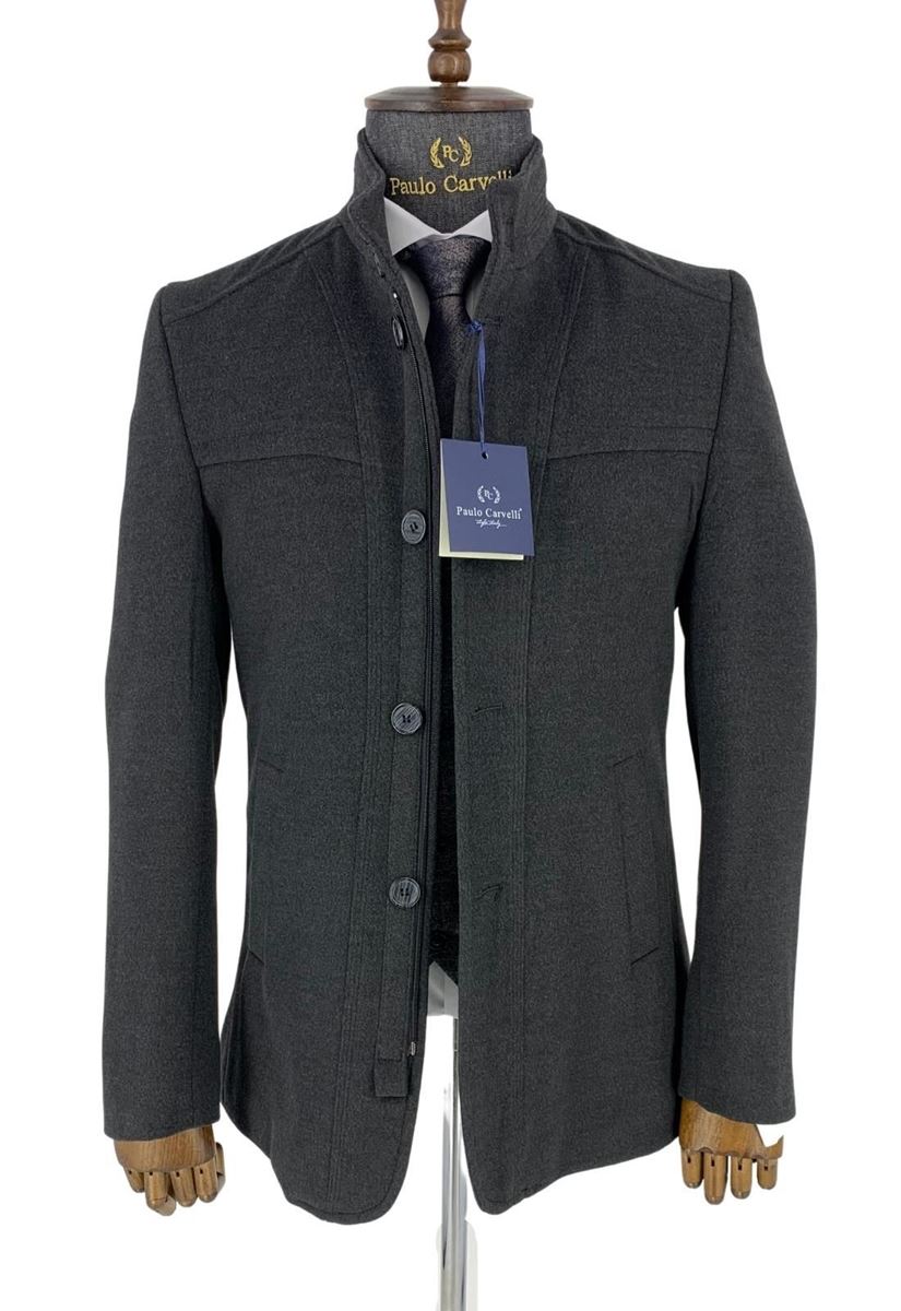 Picture of DARK GRAY FLAT PATTERNED COAT