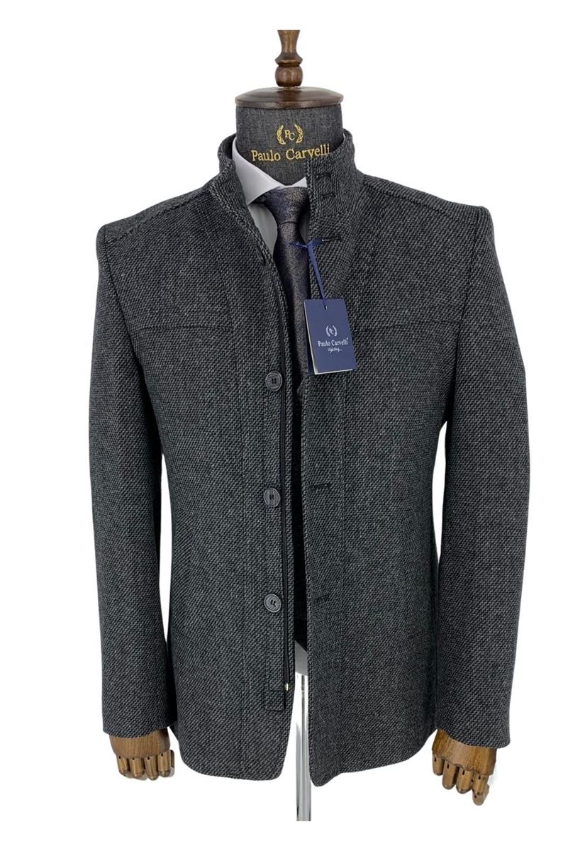 Picture of GRAY KNIT PATTERNED COAT