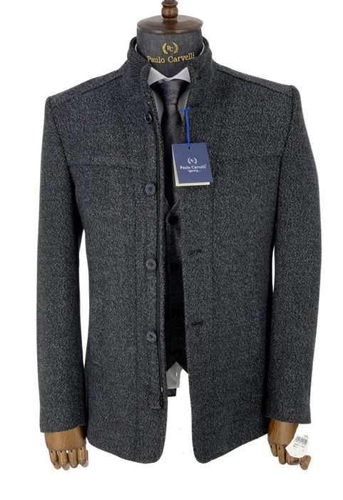 Picture of DARK GRAY KNITTED PATTERNED COAT