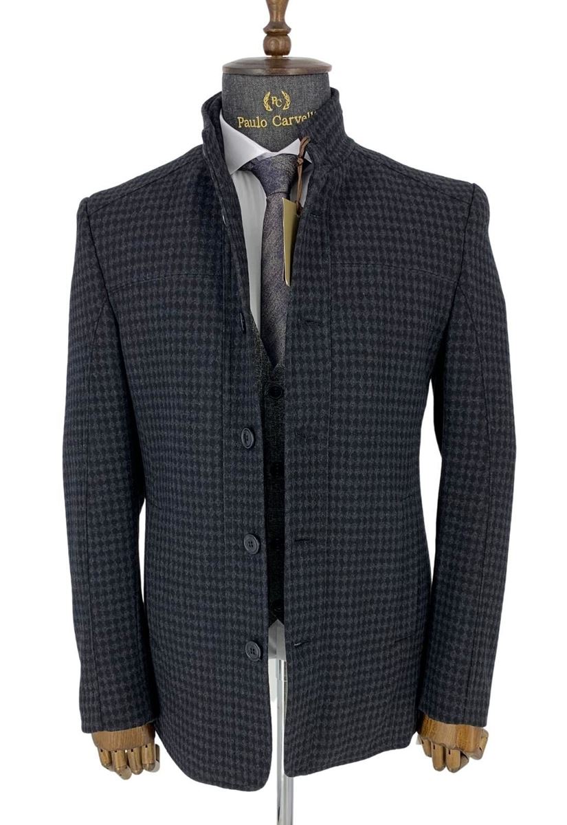 Picture of SMOKED GRAY TRIANGLE PATTERNED COAT