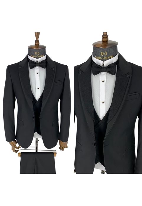 Picture of BLACK COLLAR PATTERN DETAILED TUFFED