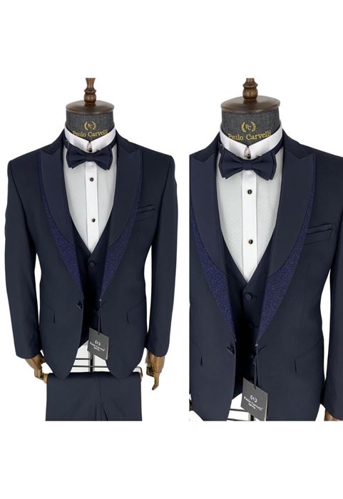 Picture of DARK NAVY PATTERNED COLLAR DETAILED TUNK