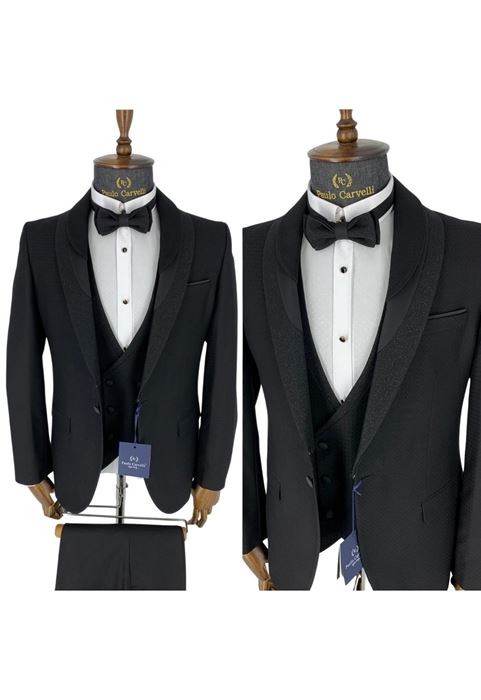 Picture of SMOKED BLACK COLLAR PATTERN DETAILED TUFFED