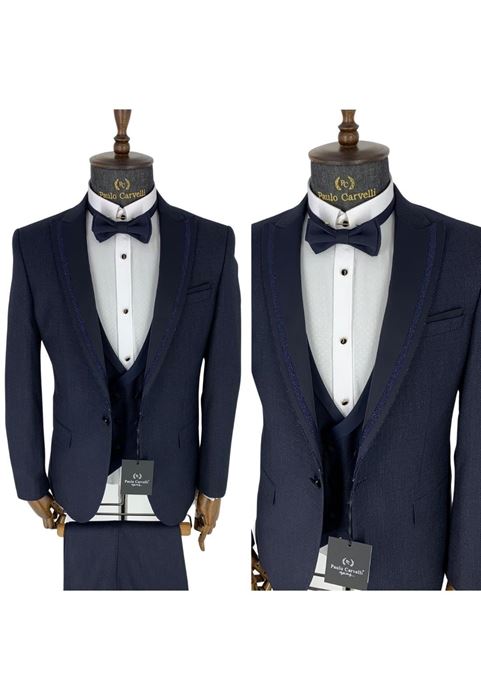 Picture of NAVY BLUE COLLAR PATTERN DETAILED TUFFED