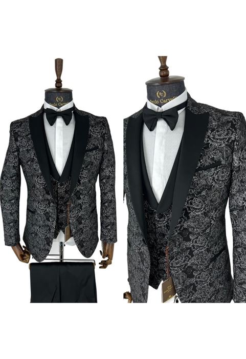 Picture of WHITE FLORAL PATTERNED BLACK TUNK