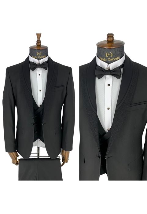 Picture of BLACK STRIP AND PATTERNED COLLAR DETAILED SMOKE