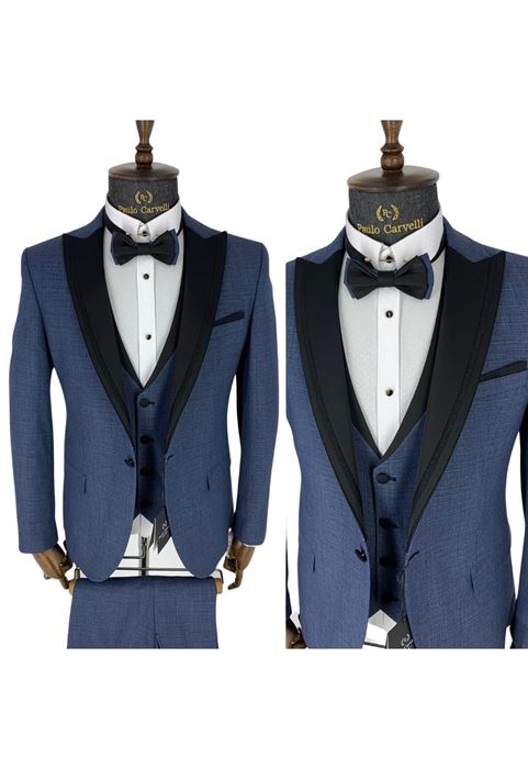 Picture of ICE BLUE BLACK COLLAR DETAILED TUNK