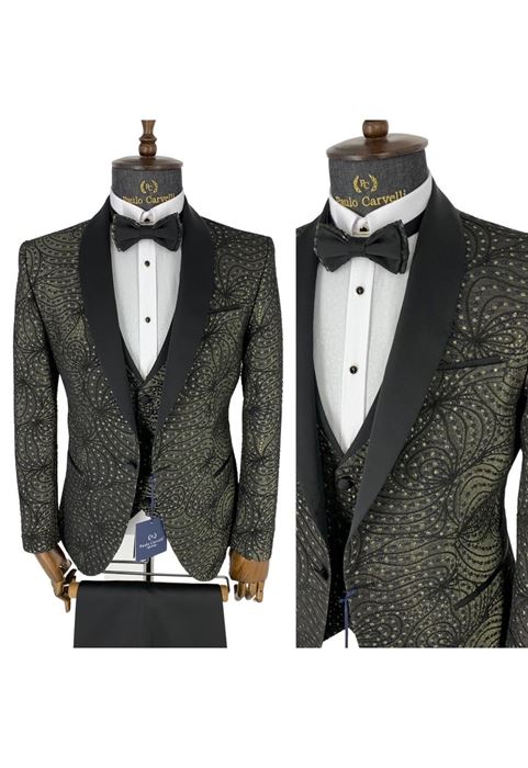 Picture of YELLOW FLOWER DETAILED BLACK COLLAR DETAILED SMOKE