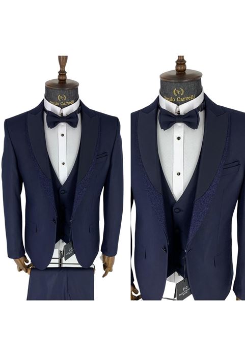 Picture of BRIGHT DARK NAVY BLUE COLLAR PATTERN DETAILED TUFFED