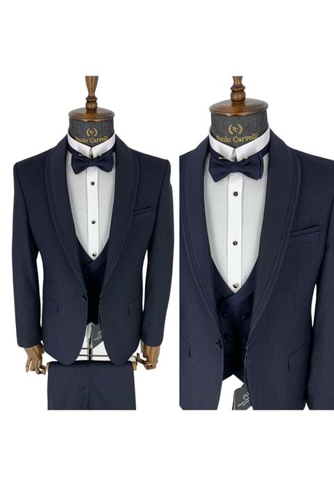 Picture of DARK NAVY PATTERNED AND COLLAR DETAILED TUNK