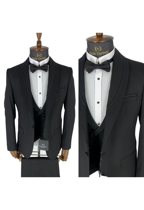 Picture of BLACK ROUND PATTERNED COLLAR PATTERN DETAILED TUFFED