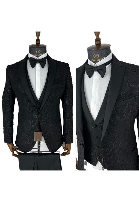 Picture of BLACK VELVET PATTERNED BLACK COLLAR DETAILED SMOKE