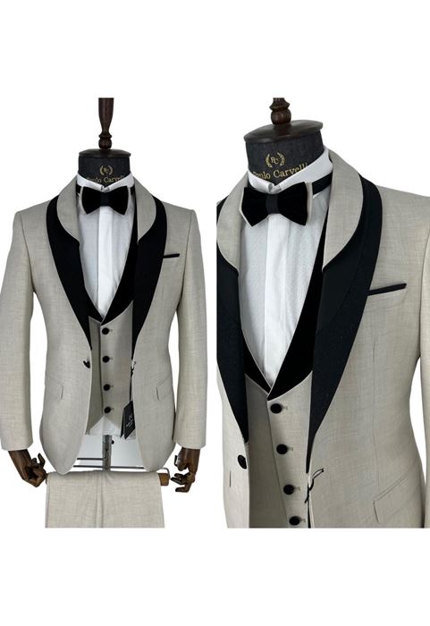 Picture of CREAM BLACK COLLAR DETAILED SMOKE