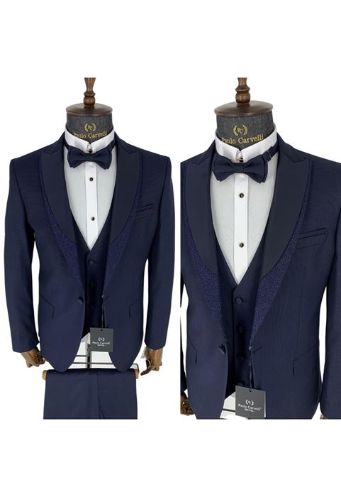 Picture of NAVY DOT PATTERNED DOUBLE COLLAR PATTERNED SMOKE