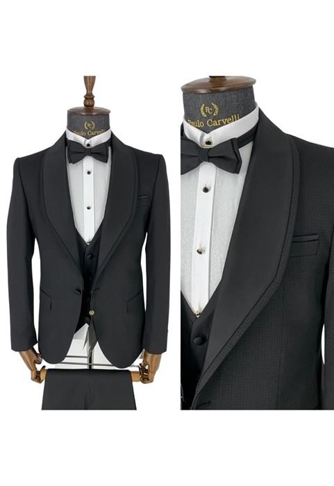 Picture of BLACK PATTERNED SPECIAL COLLAR DETAILED TUNK