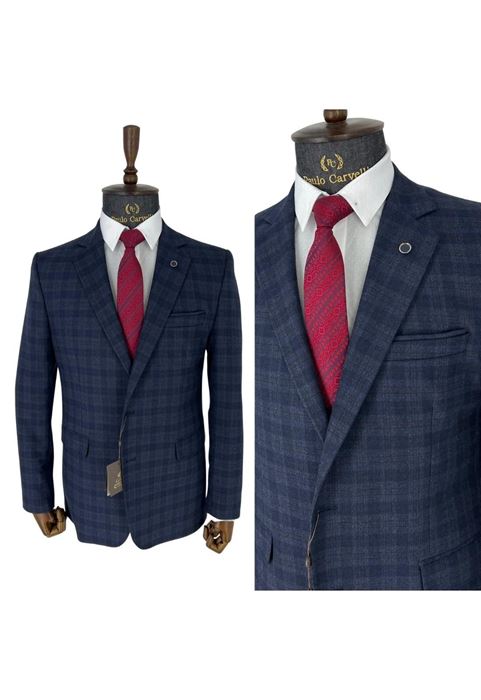 Picture of DARK BLUE SQUARE PATTERNED SUIT