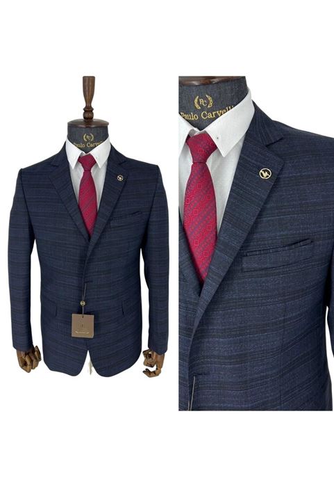 Picture of DARK NAVY BLUE HORIZONTAL STRIP PATTERN SUIT