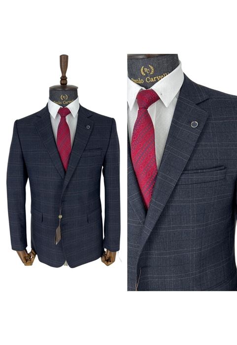 Picture of DARK NAVY STRIP PATTERNED SUIT