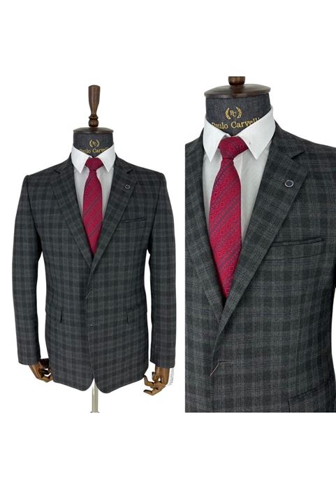 Picture of SMOKED GRAY SQUARE PATTERNED SUIT