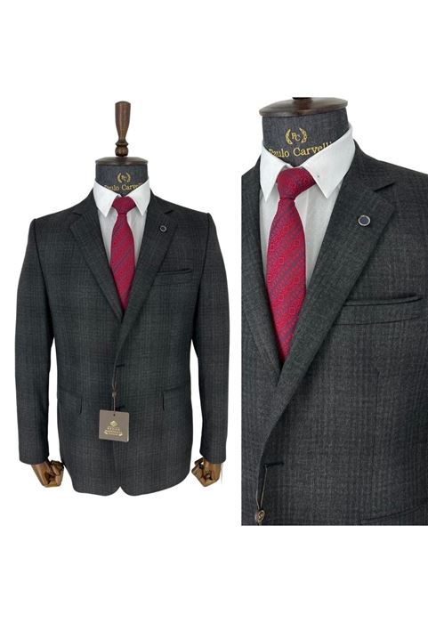 Picture of SMOKED BLACK STRIP PATTERNED SUIT