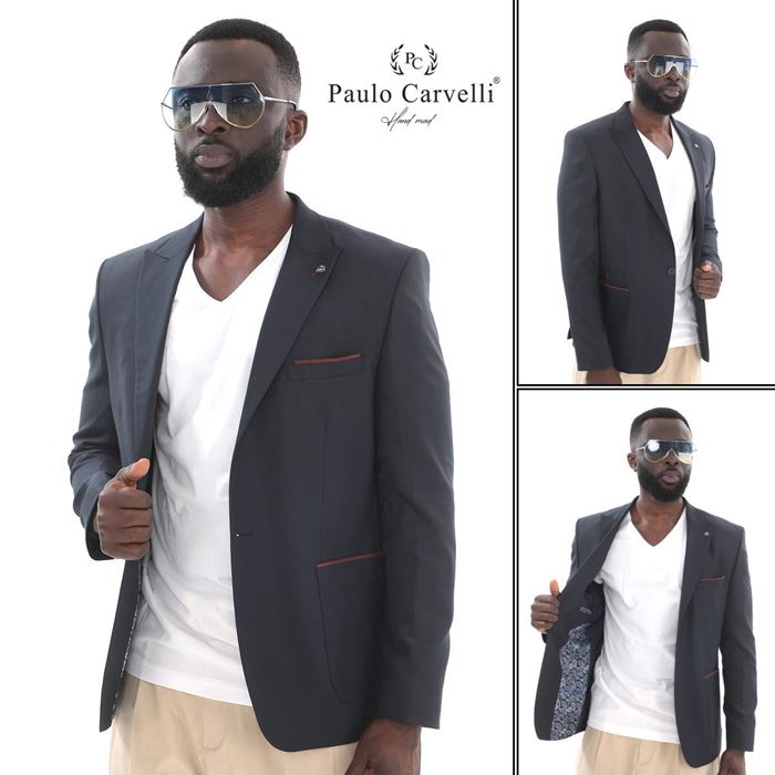 Picture of SMOKED BLACK RED POCKET DETAILED JACKET