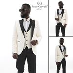 SİYAH BEYAZ DESENLİ YAKA DETAYLI SMOKİN resmi