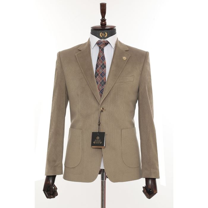 صورة FÜME SÜT KAHVE KADİFE CEKET