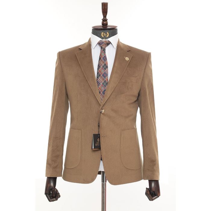 AÇIK BRONZ KADİFE CEKET resmi