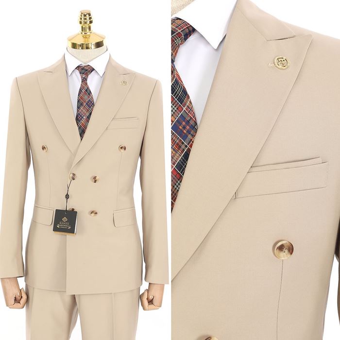 AÇIK BEJ RENGİ DÜZ TAKIM ELBİSE resmi